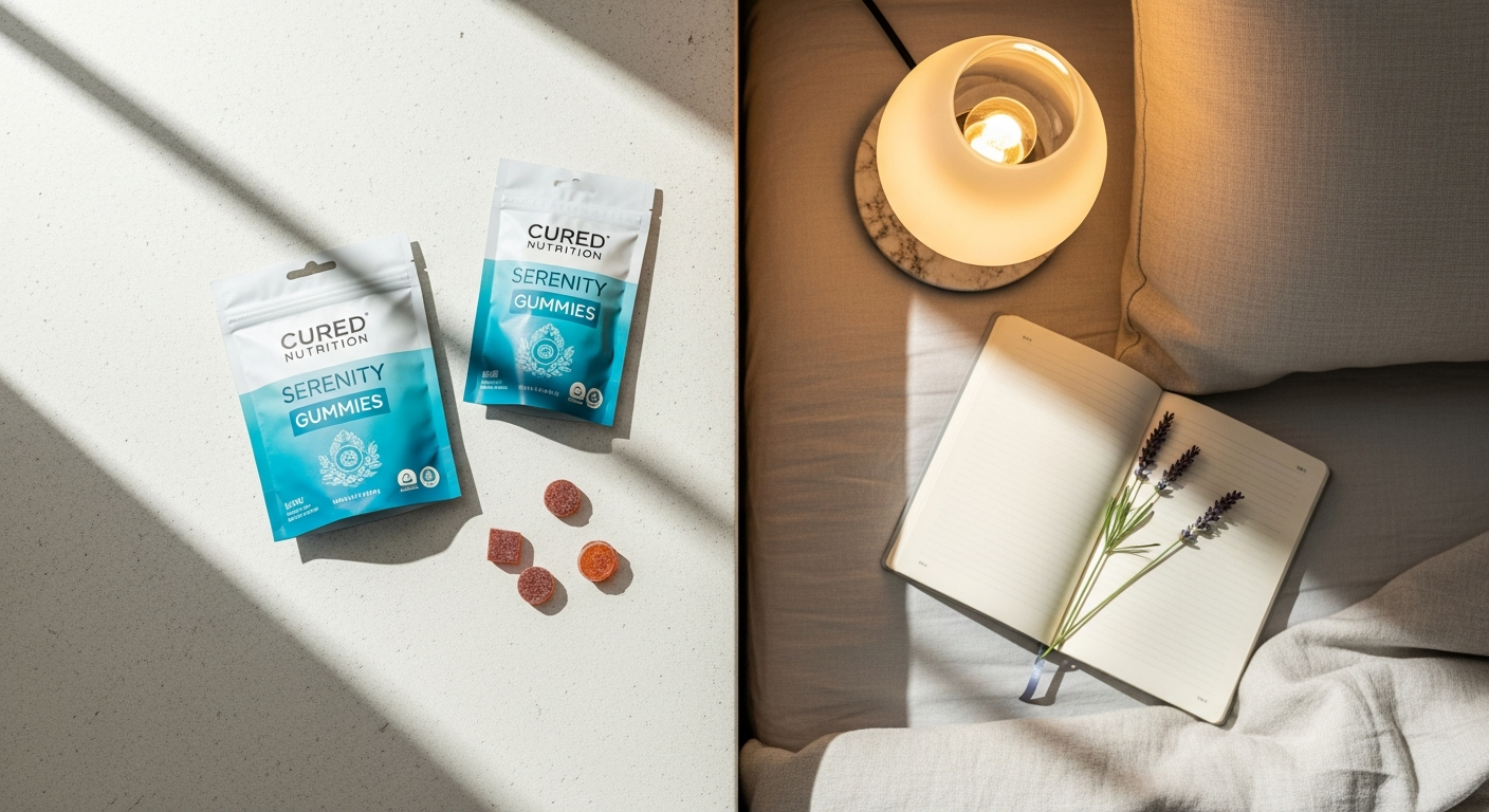 Cured Nutrition Serenity Gummies stress relief CBD adaptogens functional mushrooms wellness product