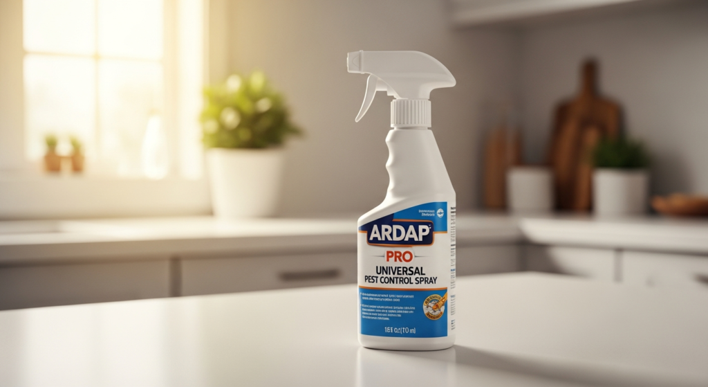ARDAP Pro Universal Pest Control Spray bottle with household pest control application demonstration