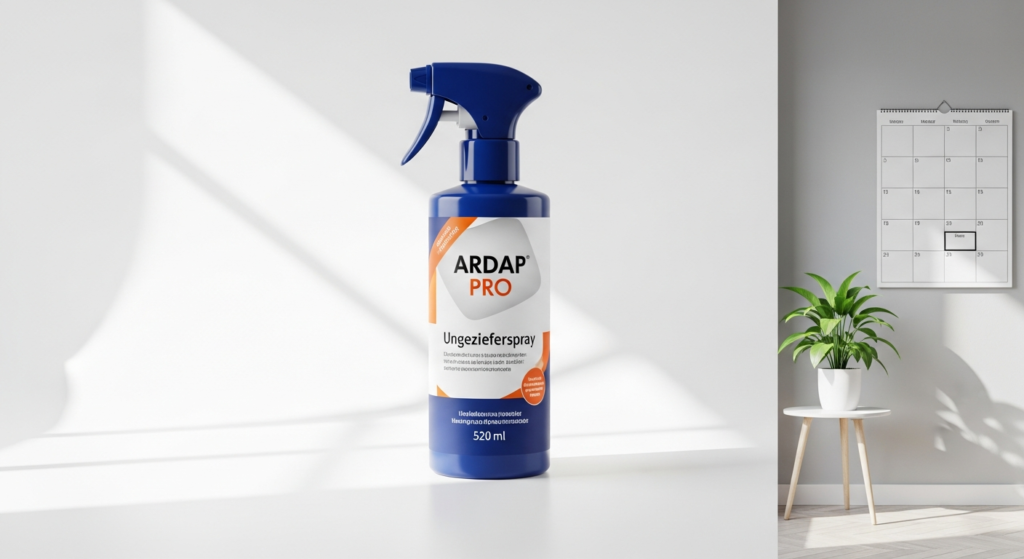 ARDAP Pro Ungezieferspray aerosol can with pest control application instructions and safety information displayed