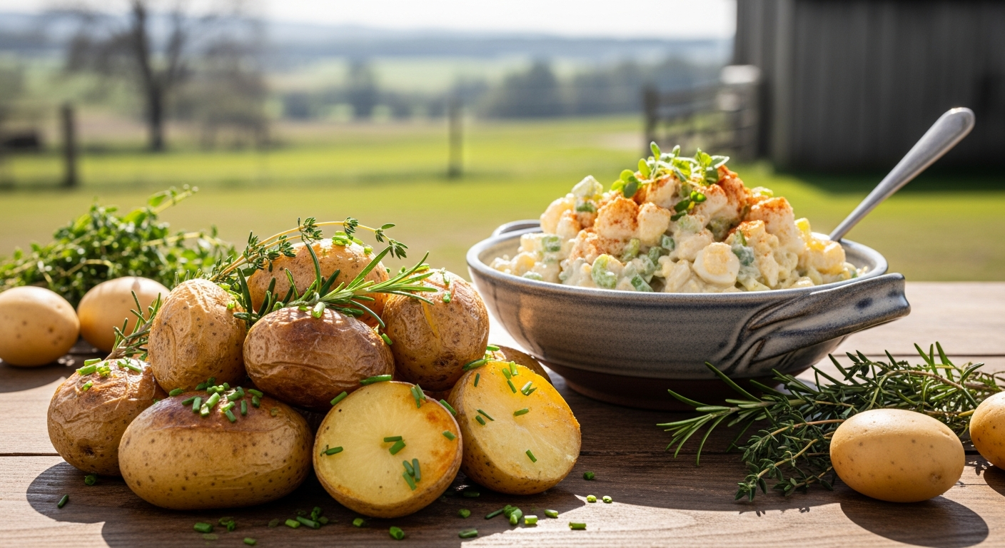 Belana Kartoffeln mit gelbem Fleisch in ovaler Form auf dunklem Hintergrund