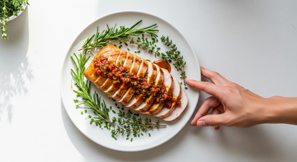 Pavo en Salsa Bacon Knoweats meal delivery dish with turkey in rich bacon sauce