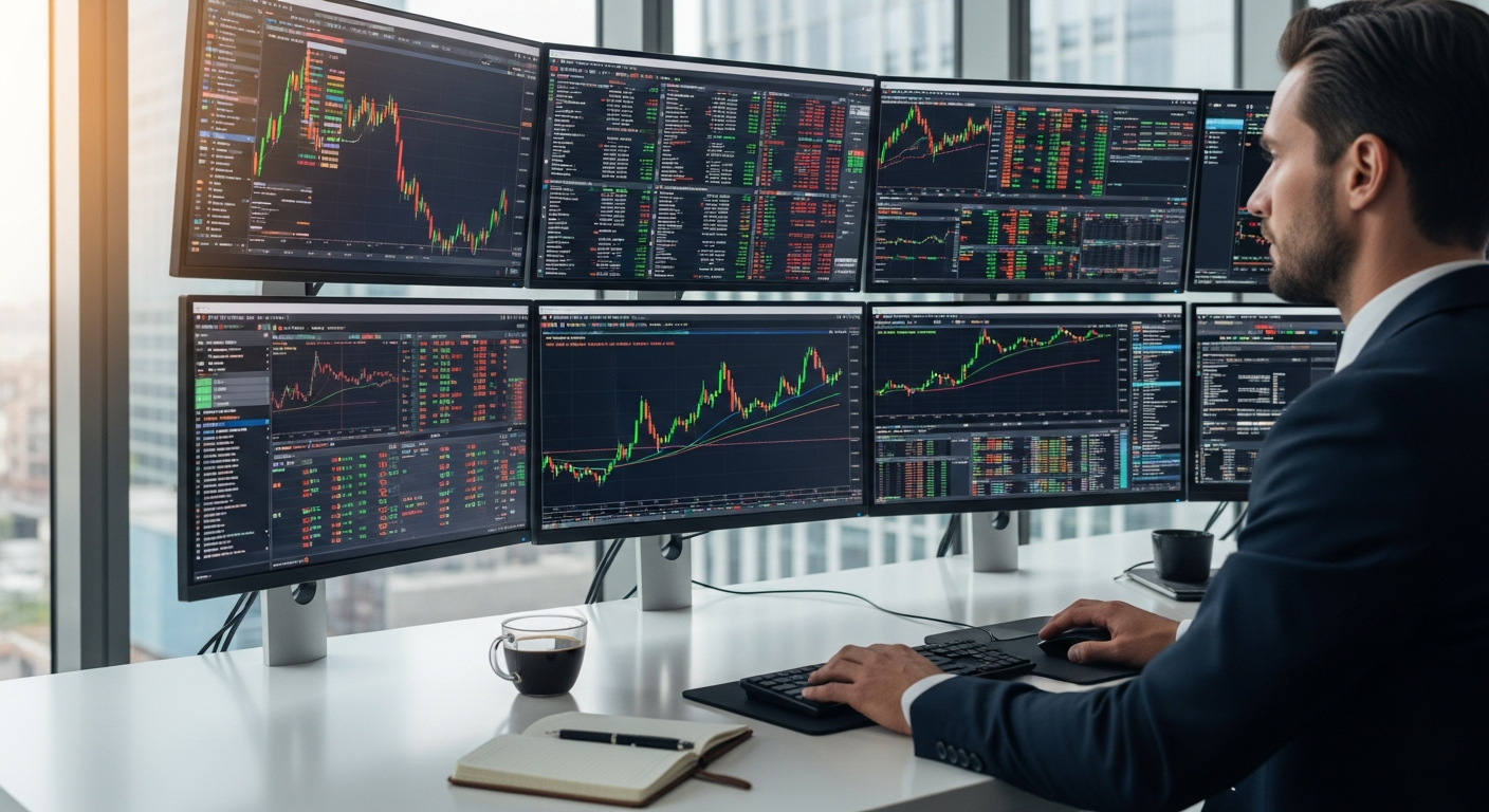 LYNX+ Global Online Trading Platform interface showing 100+ stock exchanges across four continents