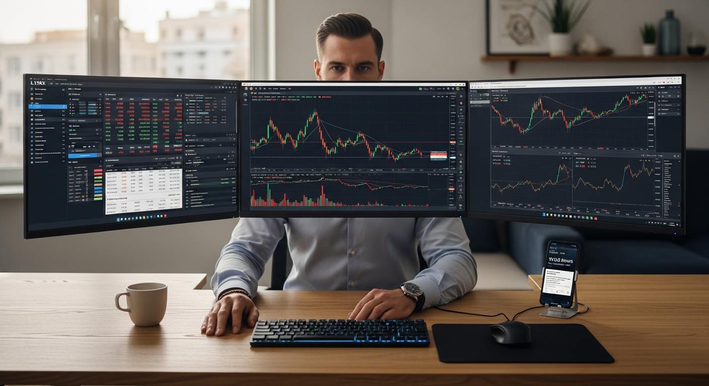 Professional trader analyzing multi-market strategies on LYNX Online Brokerage Platform dashboard