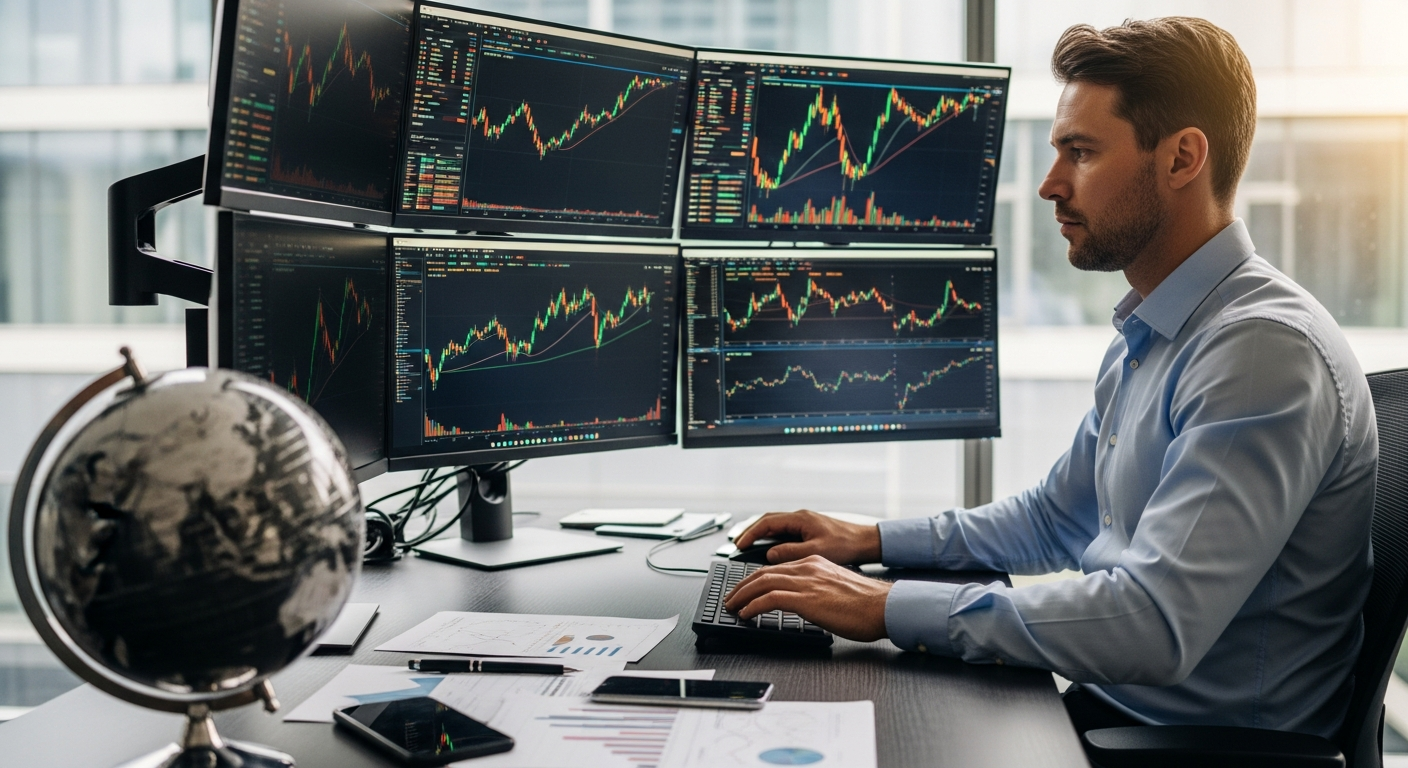 LYNX comprehensive online trading platform interface showing multi-currency trading tools and global market access dashboard