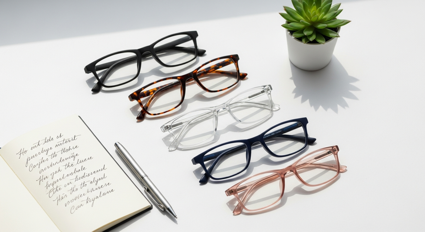 Laelia stylish rectangle prescription glasses in multiple color options displayed on a neutral background