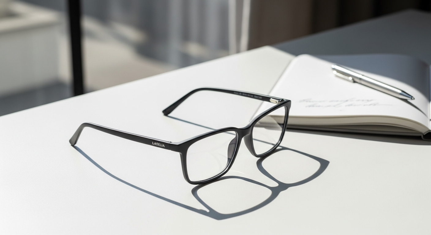 Lensmart Laelia rectangular eyeglasses in multiple colors displayed on white background