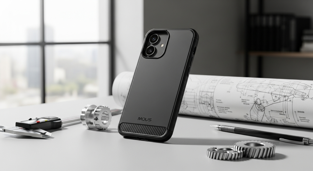 Mous Limitless 5.0 Aramid Fibre phone case showing aerospace-grade material construction and protective design