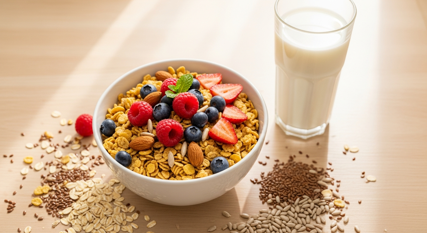 5-Korn Frucht Power BIO Müsli organic multi-grain breakfast cereal in kraft paper packaging