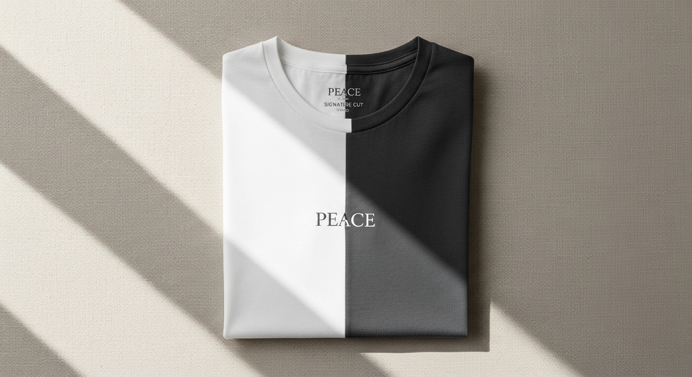 Nice Peace Signature Cut T-Shirt in neutral color showcasing premium casual streetwear design