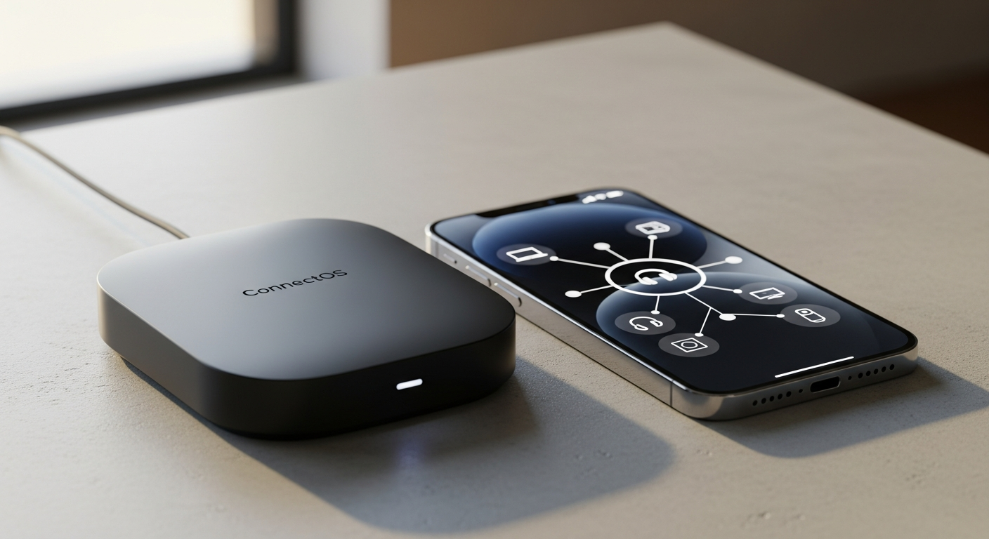 The Handy interactive male stroker device displayed with smartphone app interface showing teledildonics synchronization controls