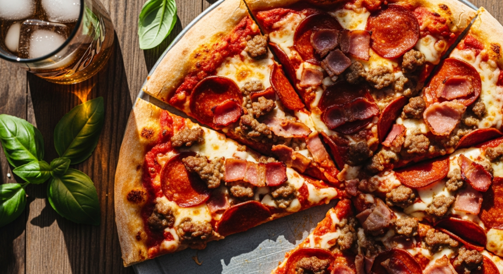 Max's Pizza Meats Lover's Delight pan-baked square-cut pizza loaded with premium meat toppings