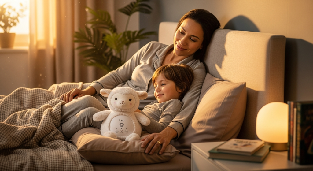 Colorful personalized music box plush toys in fox, bear, rabbit, and lion designs for children's bedtime routines