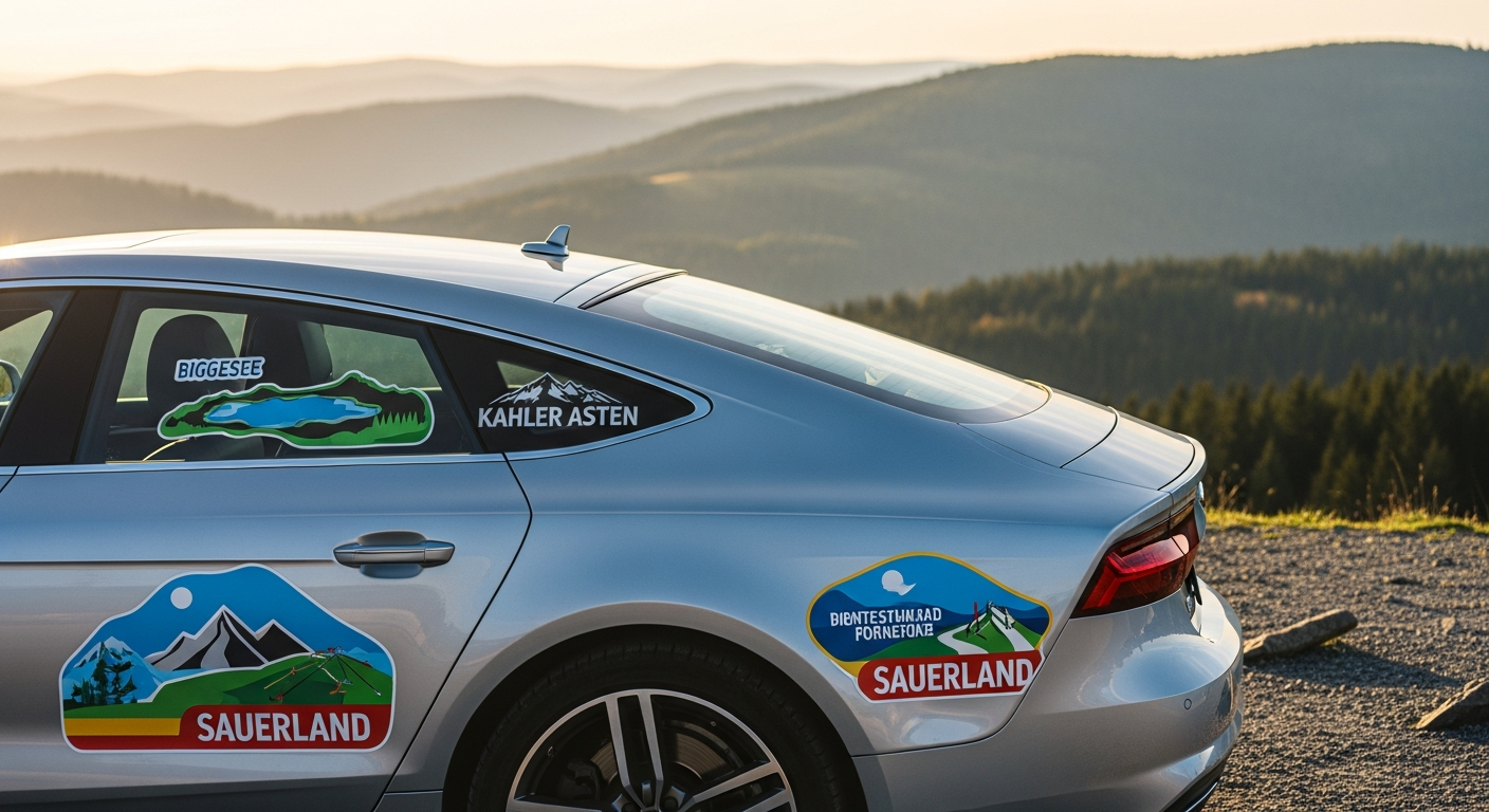 Sauerland sticker car decal displayed on vehicle windshield showing regional pride