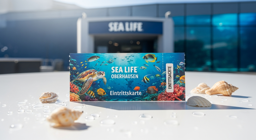 Underwater view of sharks swimming through a 10-meter acrylic tunnel at SEA LIFE Oberhausen aquarium