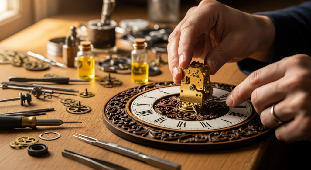 Selva Technik High Torque Sweep Clock Movement WS ZWL 16mm German-engineered precision component for antique clock restoration