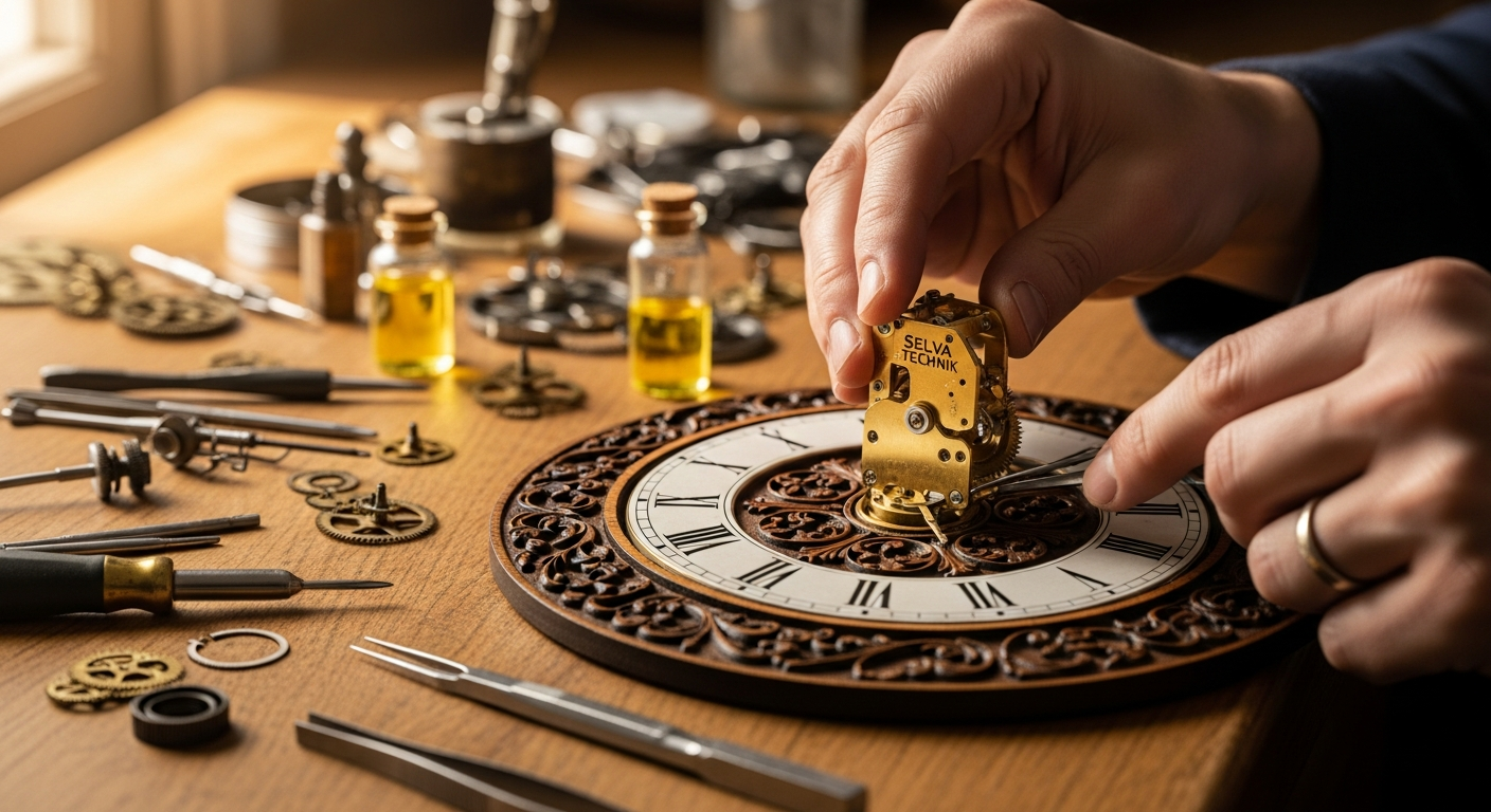 Selva Technik High Torque Sweep Clock Movement WS ZWL 16mm German-engineered precision component for antique clock restoration