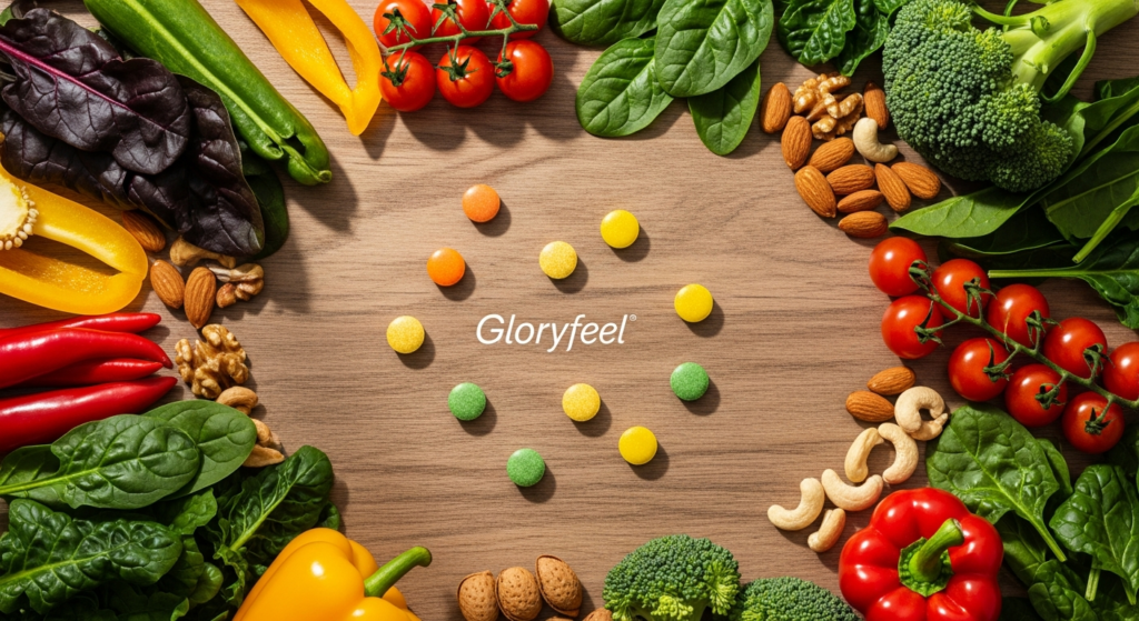 Gloryfeel Vegan Multivitamin Tablets bottle with 180 tablets displayed on white background