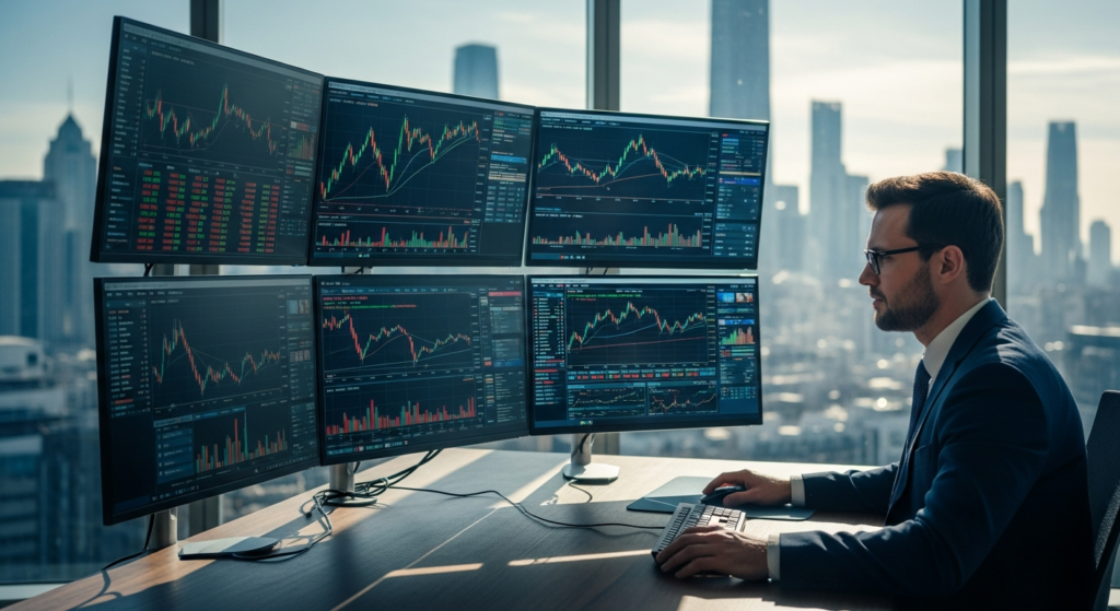 LYNX Brokerage Service trading platform interface showing multi-asset portfolio management and global market access