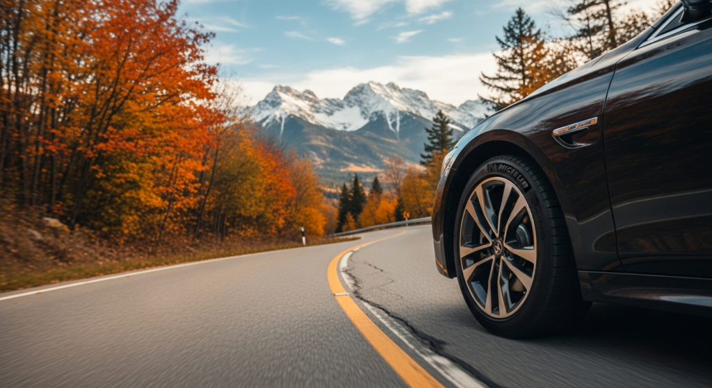 Michelin CrossClimate 2 all-season tire showcasing advanced V-shaped tread pattern design