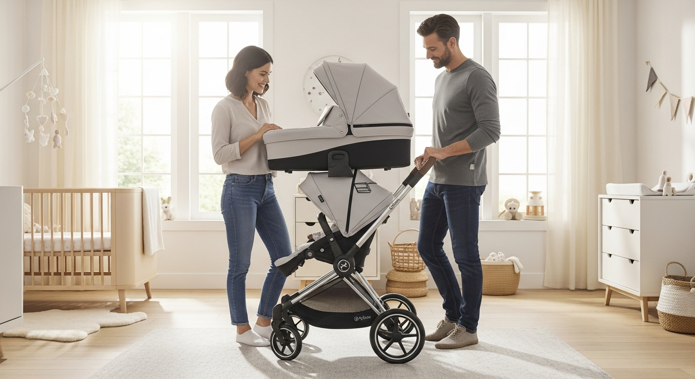 Cybex Balios S Lux Combi Stroller with reversible seat and carrycot for newborns to toddlers
