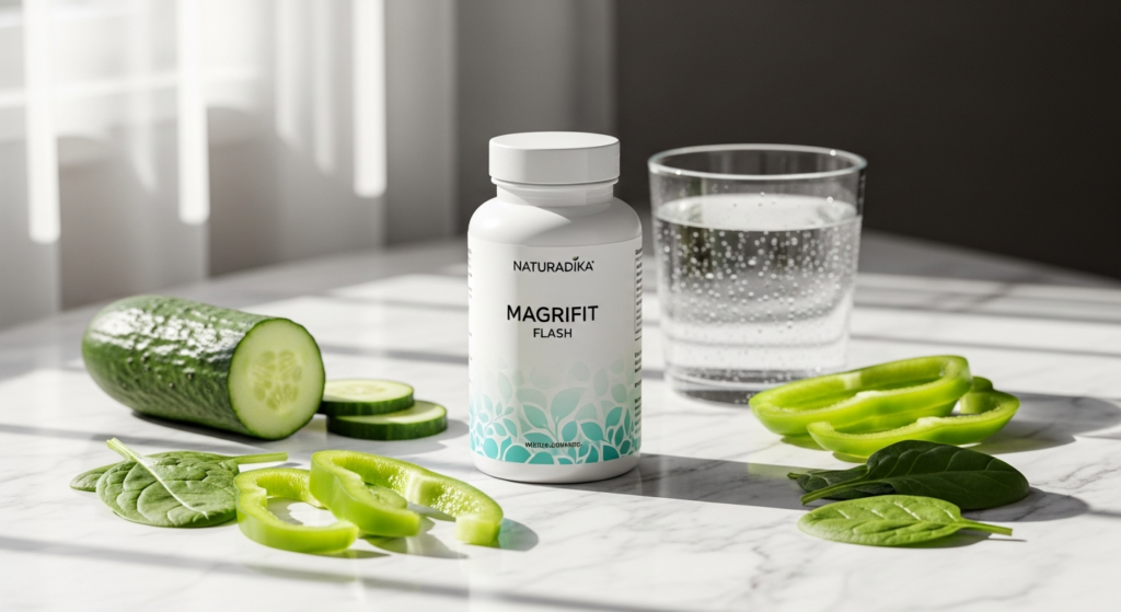 Naturadika Magrifit Flash Weight Control Supplement bottle with natural ingredients displayed on white background